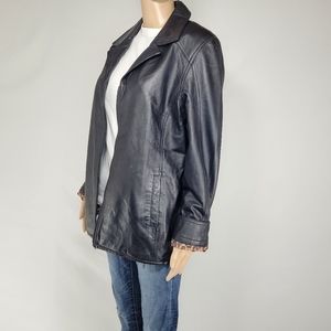 Denim & Co Black Leather Jacket. Large.
